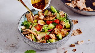 Lebanese Fattoush Salad Easy Vegan Recipe [upl. by Cleave]