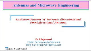 Lecture 8 Radiation Pattern of Isotropic Omnidirectional and Directional Antennas [upl. by Marsland]