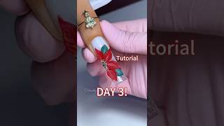 Acrylic poinsettia flower nail🎄🌹 handpaintednailart nails christmasnails nailart nailtutorial [upl. by Willy]