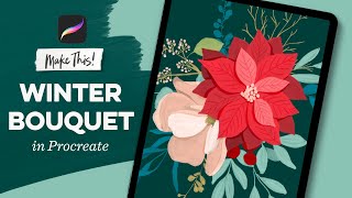 Paint a Winter Bouquet in Procreate  Winter Bouquet Maker ❄️ [upl. by Lodnar28]