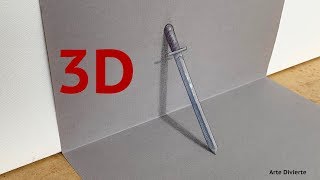 ¡Cómo dibujar una espada en 3D  Narrado [upl. by Nnaitsirhc]