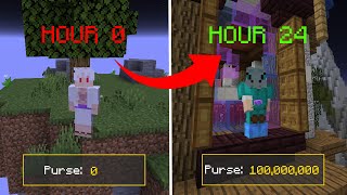 NOOB GOES FROM 0 To 100 MILLION in 24 HOURS Hypixel Skyblock BEGINNER TO BILLIONAIRE Ep 2 [upl. by Esinereb]