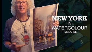 How to paint New York in Watercolor  Full Timelapse Process [upl. by Lananna847]