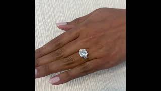 367 carat Asscher Cut Lab Diamond ThreeStone Engagement Ring [upl. by Hillie]