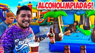 ALCOHOLIMPIADAS CON INFLABLE GIGANTE  se pusieron bien PEDOS 😂 [upl. by Dyob902]