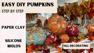 Easy DIY Hobby Lobby Pumpkins  Paperclay Redesign by Prima IOD Silicone Molds [upl. by Ardell]