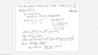 System of ODEs with a repeated eigenvalue [upl. by Shalna]