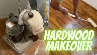 REFINISH HARDWOOD FLOORS WITH AN INDUSTRIAL SANDER [upl. by Dorkas]