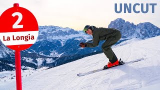 Längste Skipiste in Südtirol 105km Skifahren ohne Pause UNCUT  La Longia Seceda Gröden [upl. by Ahtenak]