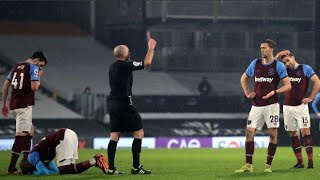 Tomas Soucek weird RED CARD after MIKE Dean VAR decision vs Fulham [upl. by Oalsinatse747]