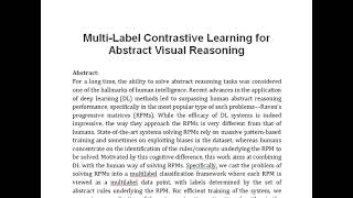 Multi Label Contrastive Learning for Abstract Visual Reasoning [upl. by Gellman]