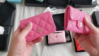 Chanel Unboxing IRIDESCENT Pink Card Holder  ENTIRE Chanel Card Holders Collections luxurypl38 [upl. by Anirok830]