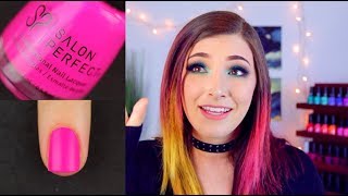 MASSIVE Salon Perfect Neon Pop Nail Polish Swatches and Review  KELLI MARISSA [upl. by Zonnya]