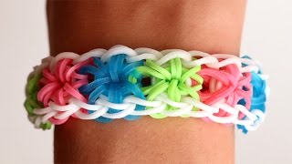 Rainbow Loom English  STARBURST  Loom Bands easy how to DIY [upl. by Emogene]