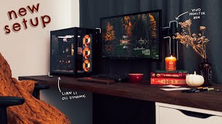 New PC Case Lian Li O11 Dynamic  Cozy Aesthetic WFH Desk Setup [upl. by Arodal]