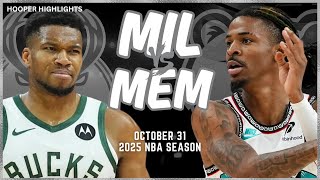 Milwaukee Bucks vs Memphis Grizzlies Full Game Highlights  Oct 31  2025 NBA Season [upl. by Hayward441]