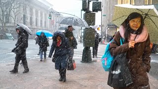 Nor’easter storm brings biggest snow to New York City in 2 years 2132024 [upl. by Monteith]