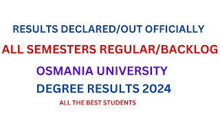 Osmania university Degree Results 2024 Declaredoutreleased All the best studentsviralvideo 👆👍 [upl. by Kirschner]