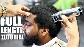 FULL LENGTH HAIRCUT TUTORIAL DROP FADE CROP TOP  BEARD TRIM [upl. by Seessel976]