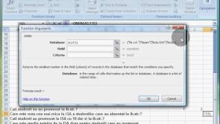Exl2007 24 Inserarea unei functii pt baze de date de calcul a minimului unei coloane fct de o conditie pt alta DMIN [upl. by Darleen902]