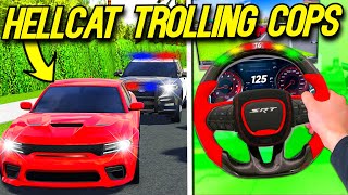 Roblox Roleplay  TROLLING COPS WITH 1000HP HELLCAT USING A STEERING WHEEL [upl. by Zarihs]