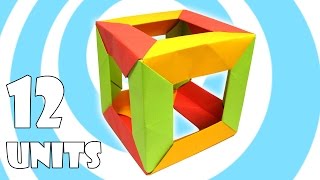 Modular Origami Cube Tutorial 12 units Tomoko Fuse [upl. by Sibylla173]