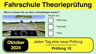 🚘 Führerschein Theorieprüfung Klasse B 🚗 Oktober 2024  Prüfung 10🎓📚 [upl. by Arrik]