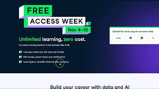 DataCamp Free Access Week Runs Nov 4 10 2024 CLOSED [upl. by Ettelrats]