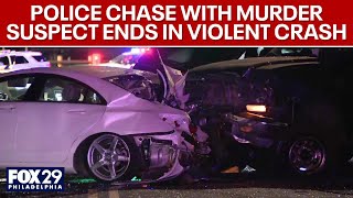 Maryland murder suspect arrested in Philadelphia after police chase crash [upl. by Eddra]