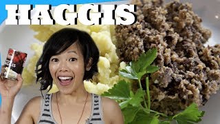 HAGGIS Taste Test  stuffed sheeps stomach  Emmy Eats Scotland [upl. by Tate]