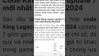 Code king legacy cho ông nào cần roblox [upl. by Blus]