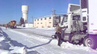 BNSF train semitrailer narrowly avert collision  Brainerd Dispatch MN [upl. by Graf]