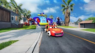 Epic Escape From Lightning Mcqueen Eater Siren Head Car Chocomoon Mcqueen Toilet Bais Spider Car [upl. by Efinnej]