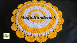 लोकारीचा रूमाल Thalpose Rumal Wool Tablemat Puff stitch Area Rug Yarn Round Placemat Doily [upl. by Thanasi783]