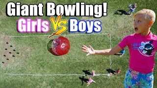 GIRLS VS BOYS GIANT Bowling [upl. by Leuamme]