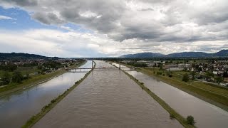 Luftaufnahme Hochwasser Rhein WidnauDiepoldsau SG Schweiz [upl. by Corina]