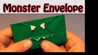 Fold an Origami Monster Envelope Designed by Jeremy Shafer [upl. by Sorips]