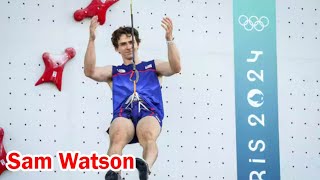 Sam Watson breaks own world record in mens speed sport climbing at 2024 Paris Olympics [upl. by Aynat]