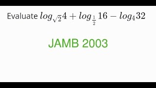 Logarithms JAMB 2003 [upl. by Truc251]