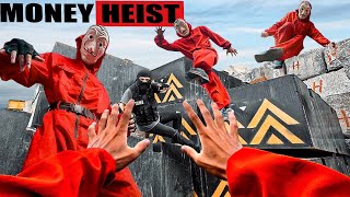 PARKOUR VS MONEY HEIST Bad guy kills hostage hugs gold and escapes from police chase  Epic POV [upl. by Ettereve]