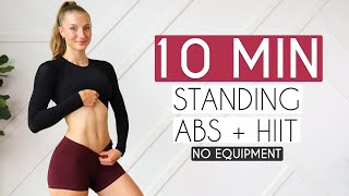 10 MIN STANDING ABS  HIIT Equipment Free Fat Burn [upl. by Womack754]