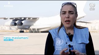 UNRWAWorks UNRWA Airlifts Medical Supplies to Rafah with Jordan Hashemite Charity Organization [upl. by Lesde]