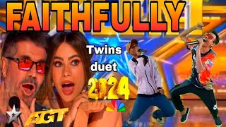 GOLDEN BUZZER FILIPINO SINGER Twins Duet sing FAITHFULLY STANDING OVATION INCREDIBLE VOICE [upl. by Suirtimed487]