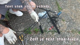 Gebroken of kapotte tent stok repareren Preppen en survival bushcraft Nederland [upl. by Ardnekan]