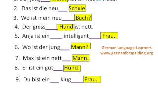 More work with adjective endings in german in the nominative case  wwwgermanforspaldingorg [upl. by Anecuza]