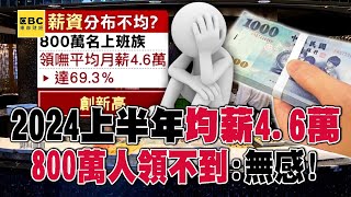 2024上半年「均薪46萬」你有嗎？！ 800萬名上班族「領不到」網嘆：無感！57ETFN [upl. by Eimas279]