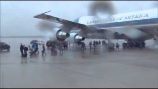 Raw Obamas Wet Arrival at Andrews AFB [upl. by Euqitsym777]