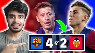 FC Barcelona 42 Valencia  Laliga  Reaction ll Lewandowski Hattrick [upl. by Dlareg716]