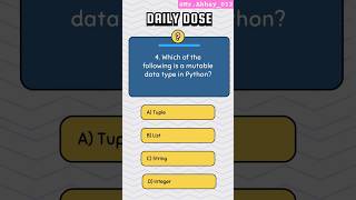 Python QuizDaily Python QuizPython Objective Questions Answer quiz programmingquiz pythonquiz [upl. by Dream]