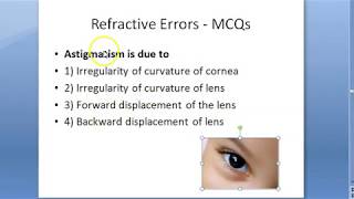 Ophthalmology 065 a Refractive Errors MCQs NEETPG Eye [upl. by Lamson]